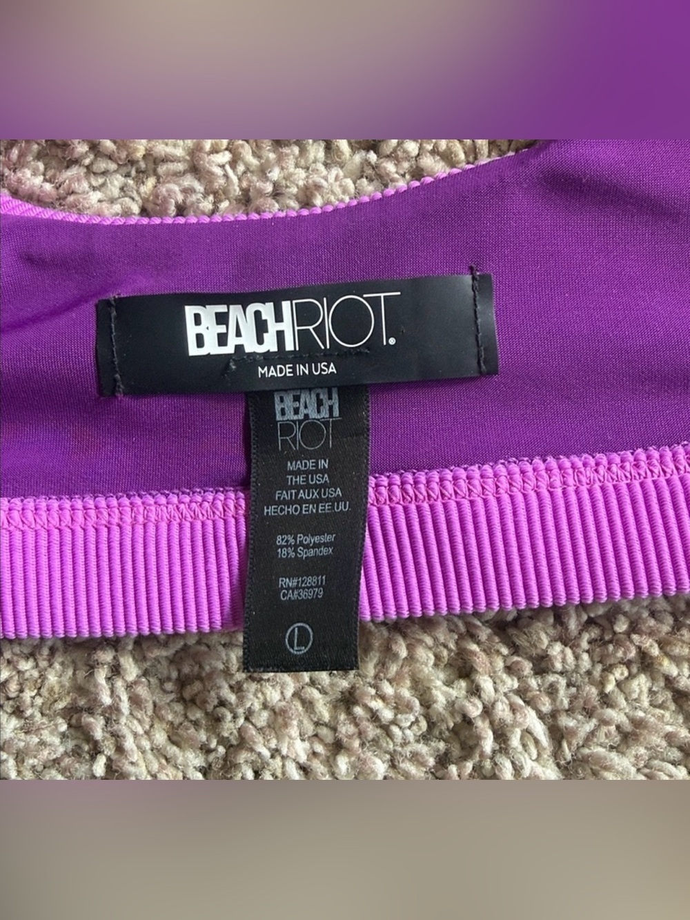 Beach Riot light purple ribbed bikini top size large